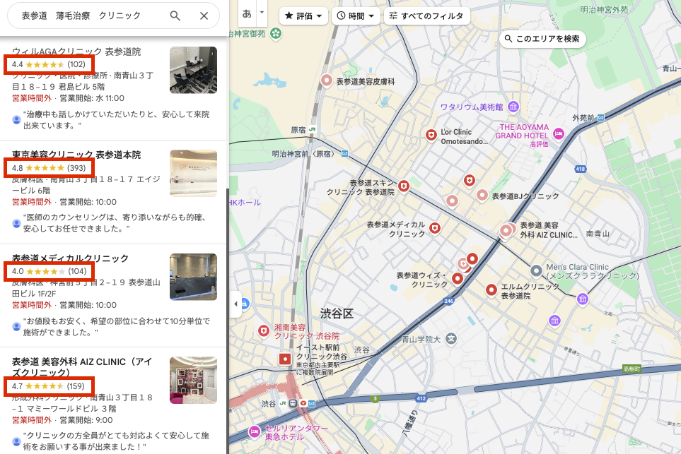 GoogleマップAGA治療　 表参道